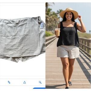 Old Navy Plus Size Linen Blend Skort Elastic Waist NWT Neutral XXL Spring Summer